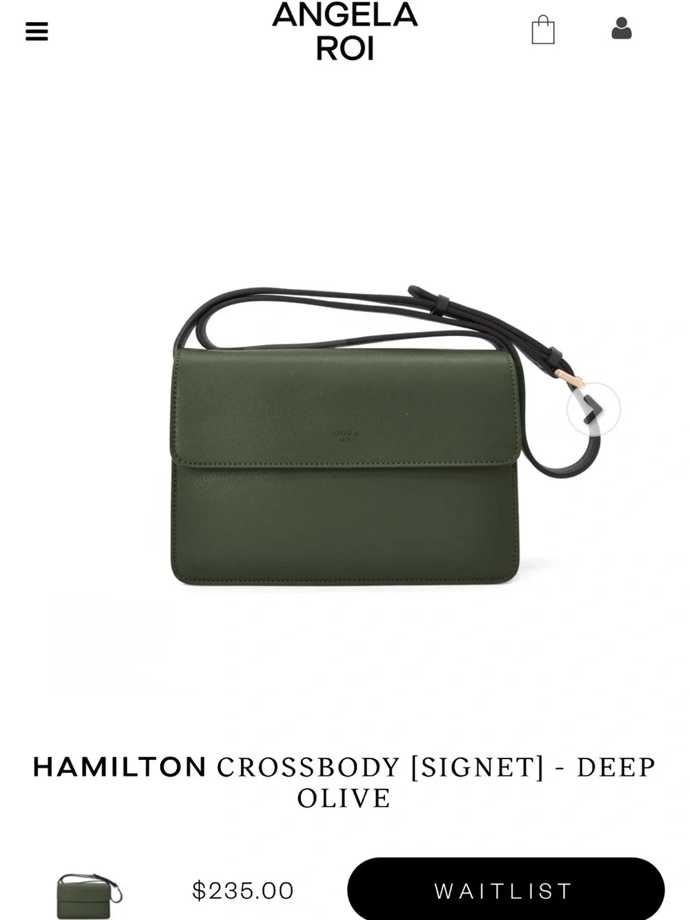 Angela Roi Dark Olive Green Crossbody Bag